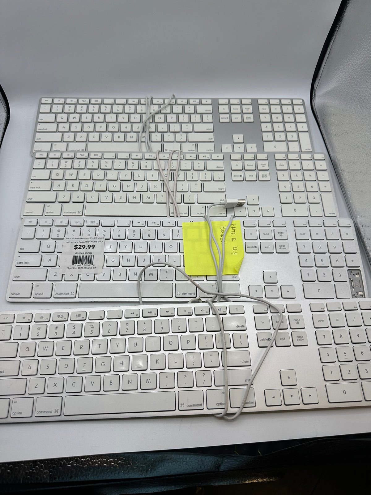 Lot of 10 Apple Aluminum Wired Keyboard with Numeric Keypad FOR PARTS ONLY